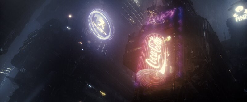 Neon-lit Cityscape — Purple, Dramatic