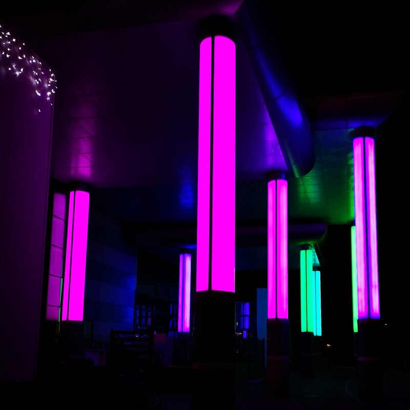 Neon-lit Columns