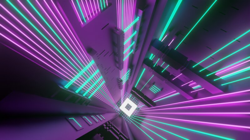 Neon-lit Corridor — Purple, Futuristic