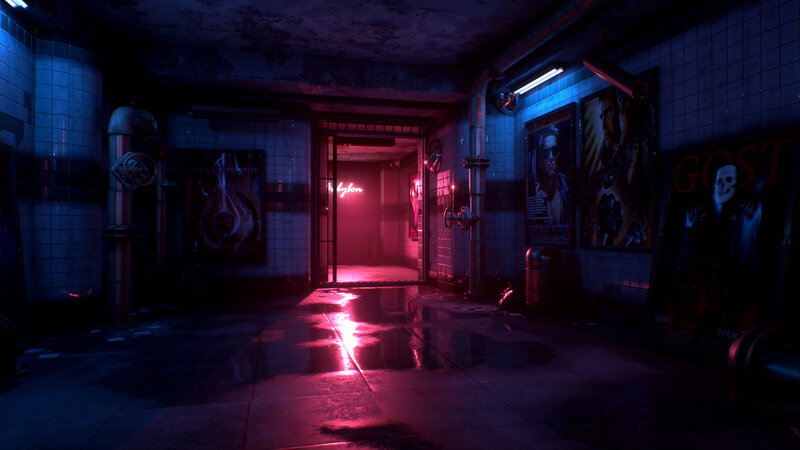 Neon-lit Corridor — Purple