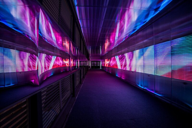 Neon-lit Corridor