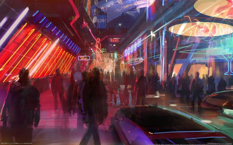 neon-lit cyberpunk street