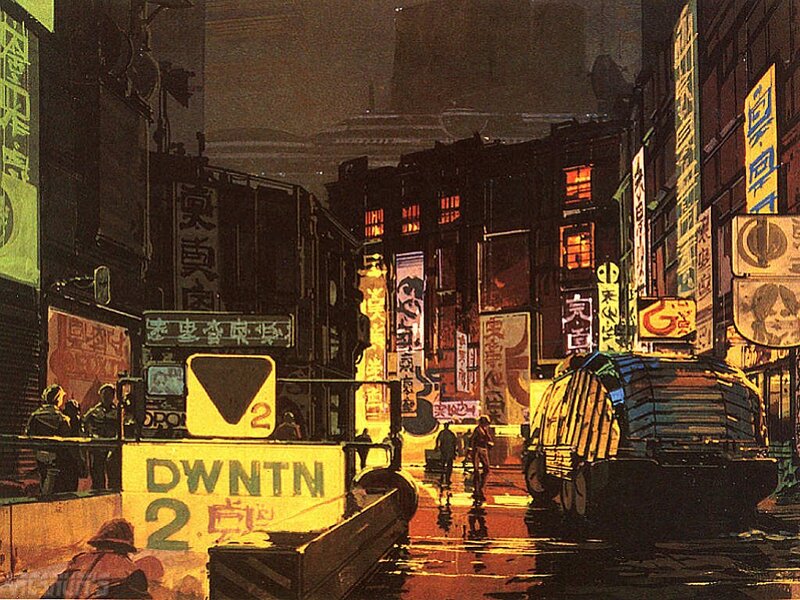 neon-lit cyberpunk street