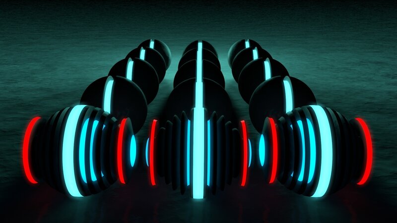Neon-lit Cylindrical Objects
