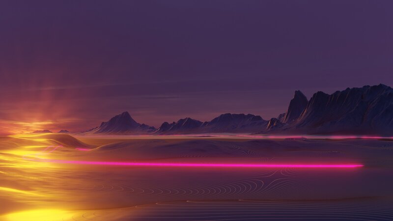 Neon-lit Desert Landscape