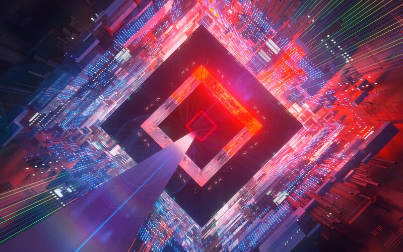Neon-lit Digital City