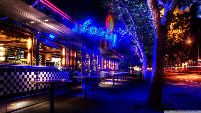 Neon-lit Diner at Night