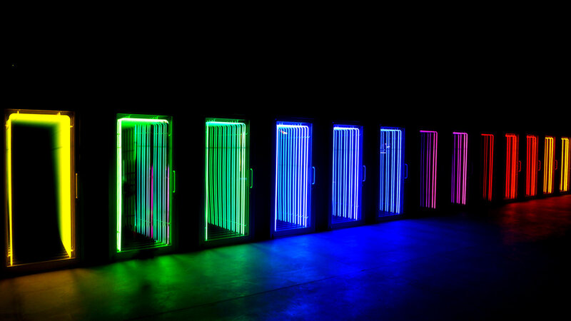 Neon-lit Door Installation