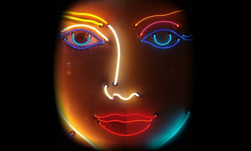 Neon-lit Face Mask