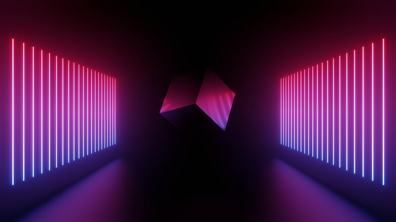 Neon-lit Geometric Corridor