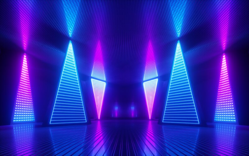 Neon-lit Geometric Room