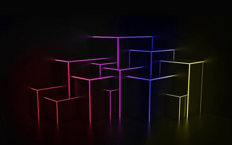 Neon-lit Geometric Shapes