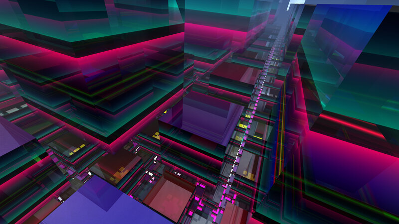 Neon-lit Geometric Structures — Purple