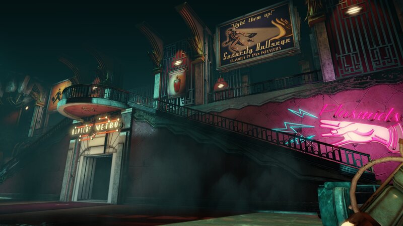 Neon-lit Metro Station