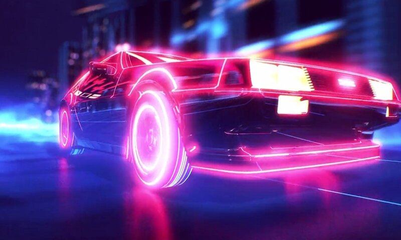 Neon-lit Sports Car