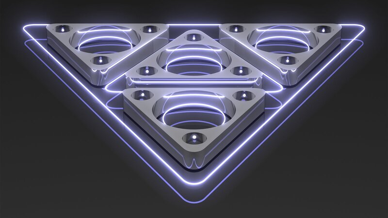 Neon-lit Triangular Structure