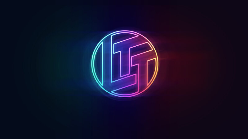 Neon Logo on Dark Background — Blue, Digital Art