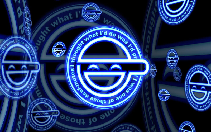 Neon Logo Pattern — Blue