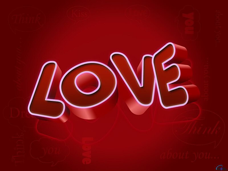 Neon Love Text — Red