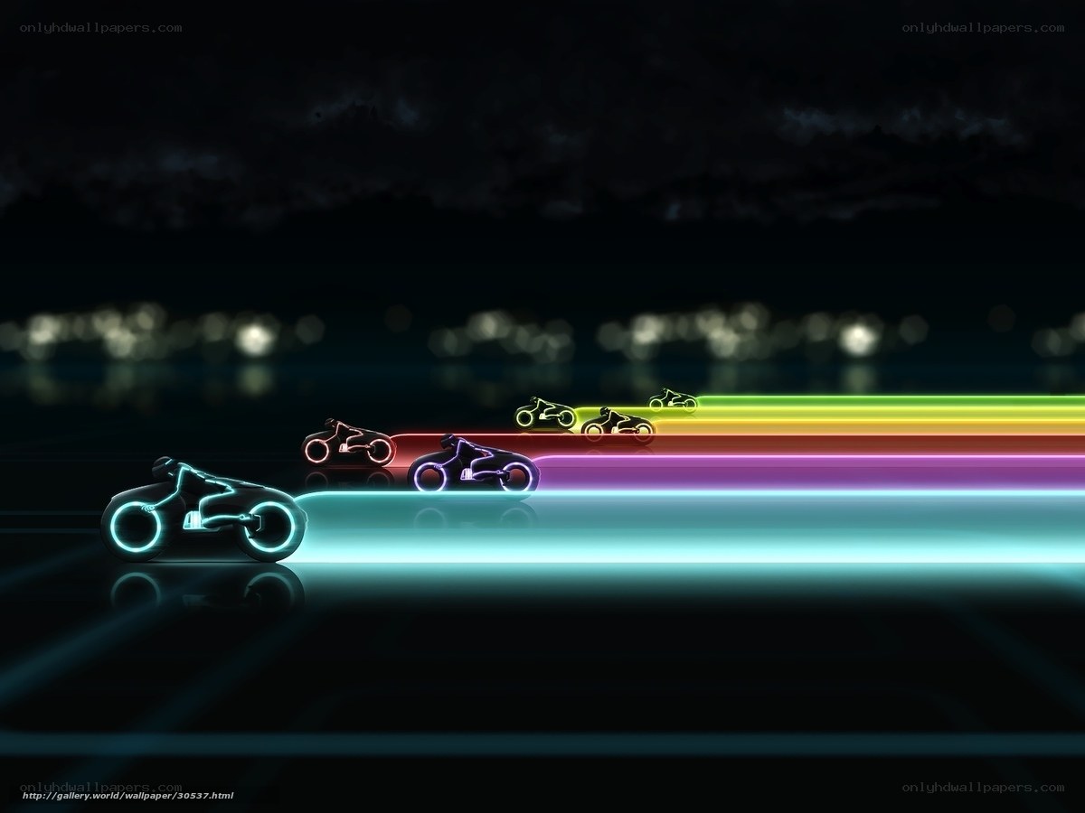 Neon motorcycle race