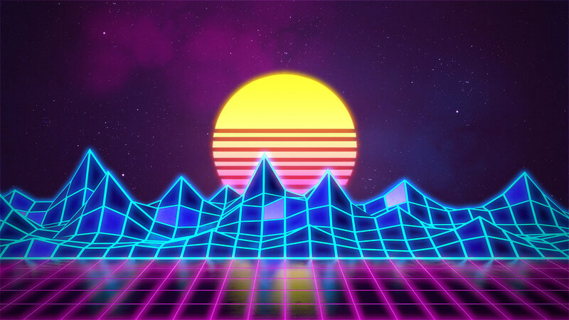 Neon Mountain Landscape — Purple, Futuristic