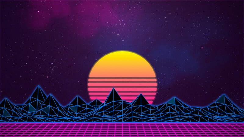 Neon Mountain Landscape