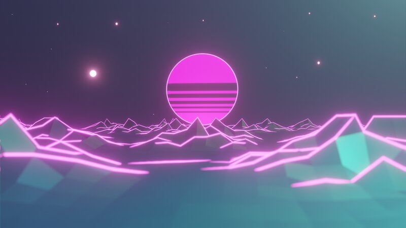 Neon Mountainscape — Pink