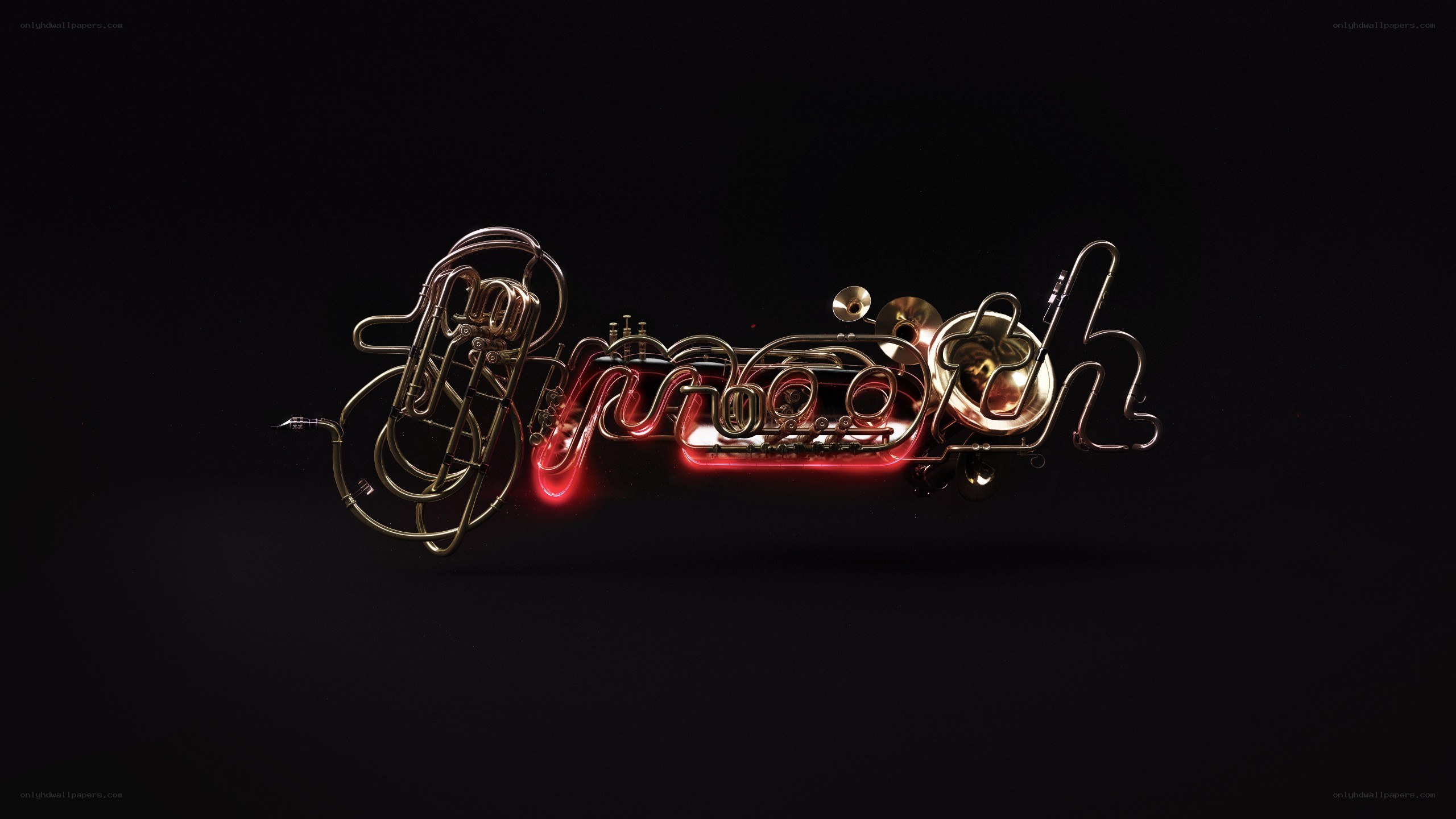 neon musical instrument typography