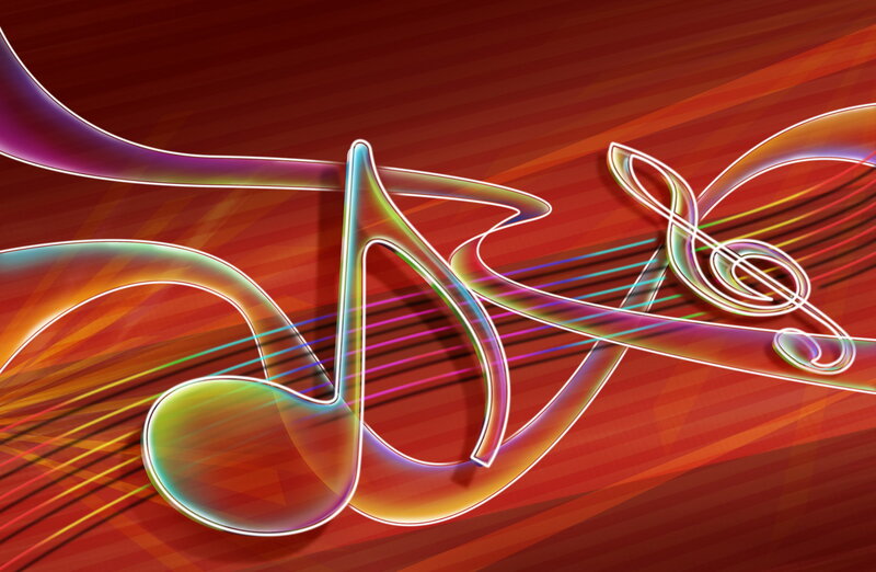 Neon Musical Notes