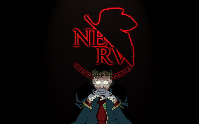 Neon NERV logo with character