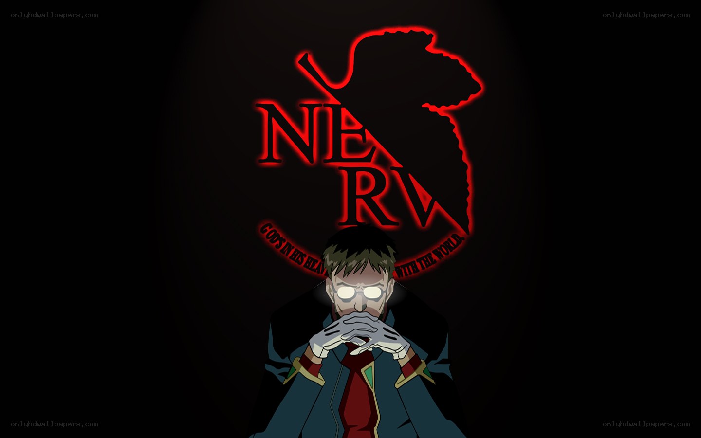 Neon NERV logo with character