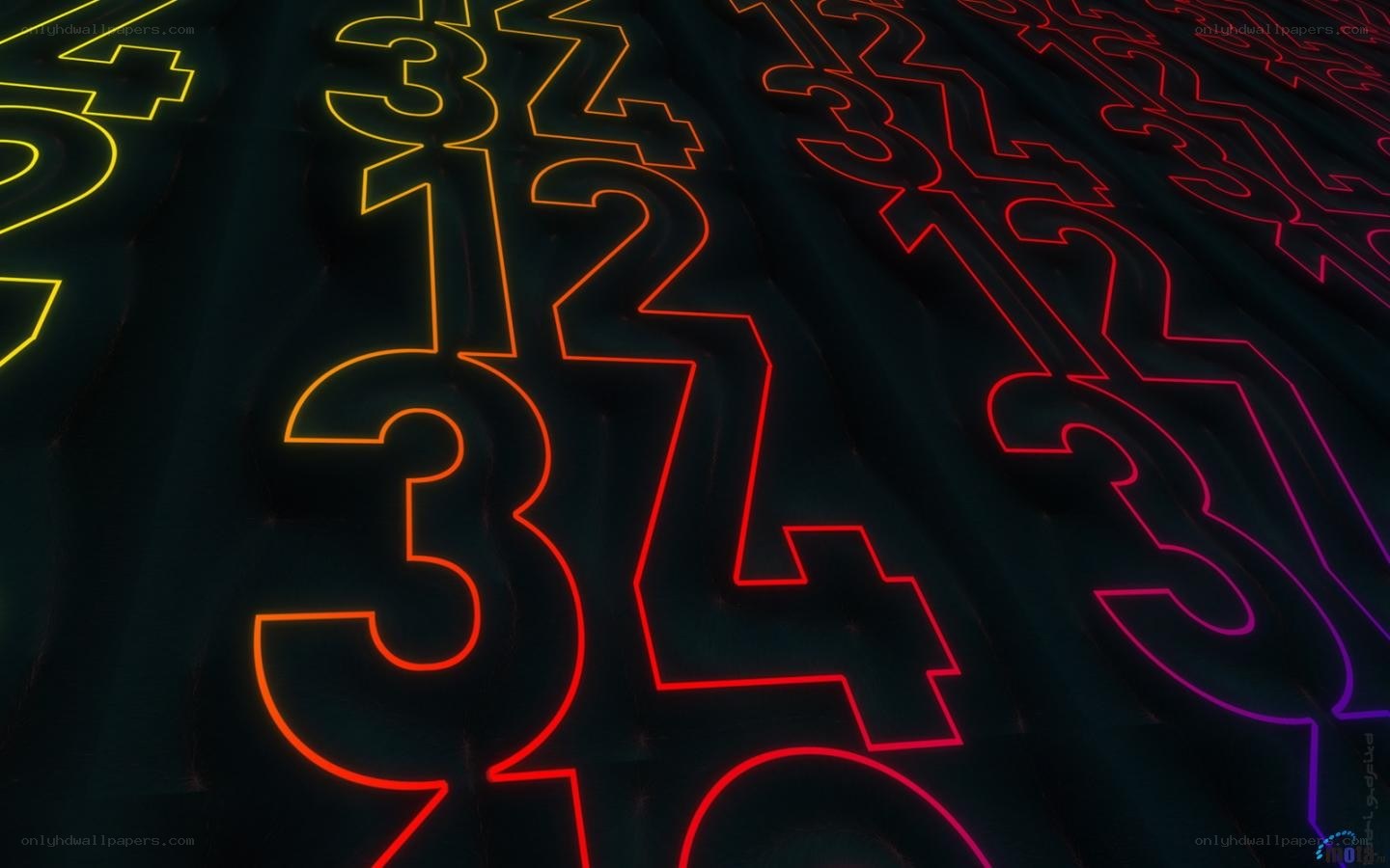 Neon numbers on dark surface