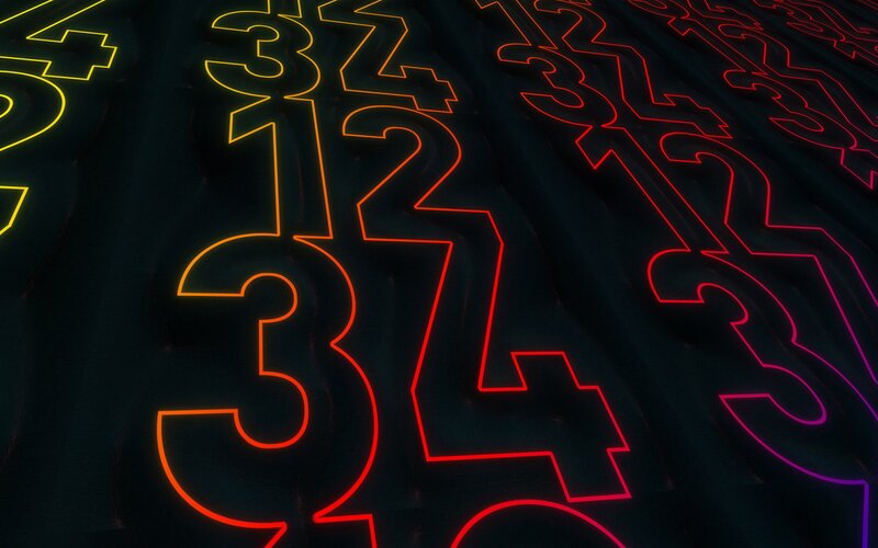 Neon Numbers on Dark Surface — Black