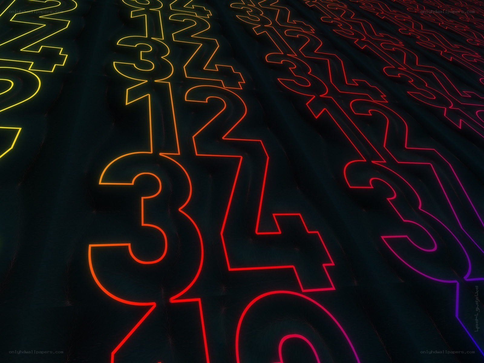 Neon numbers on dark surface