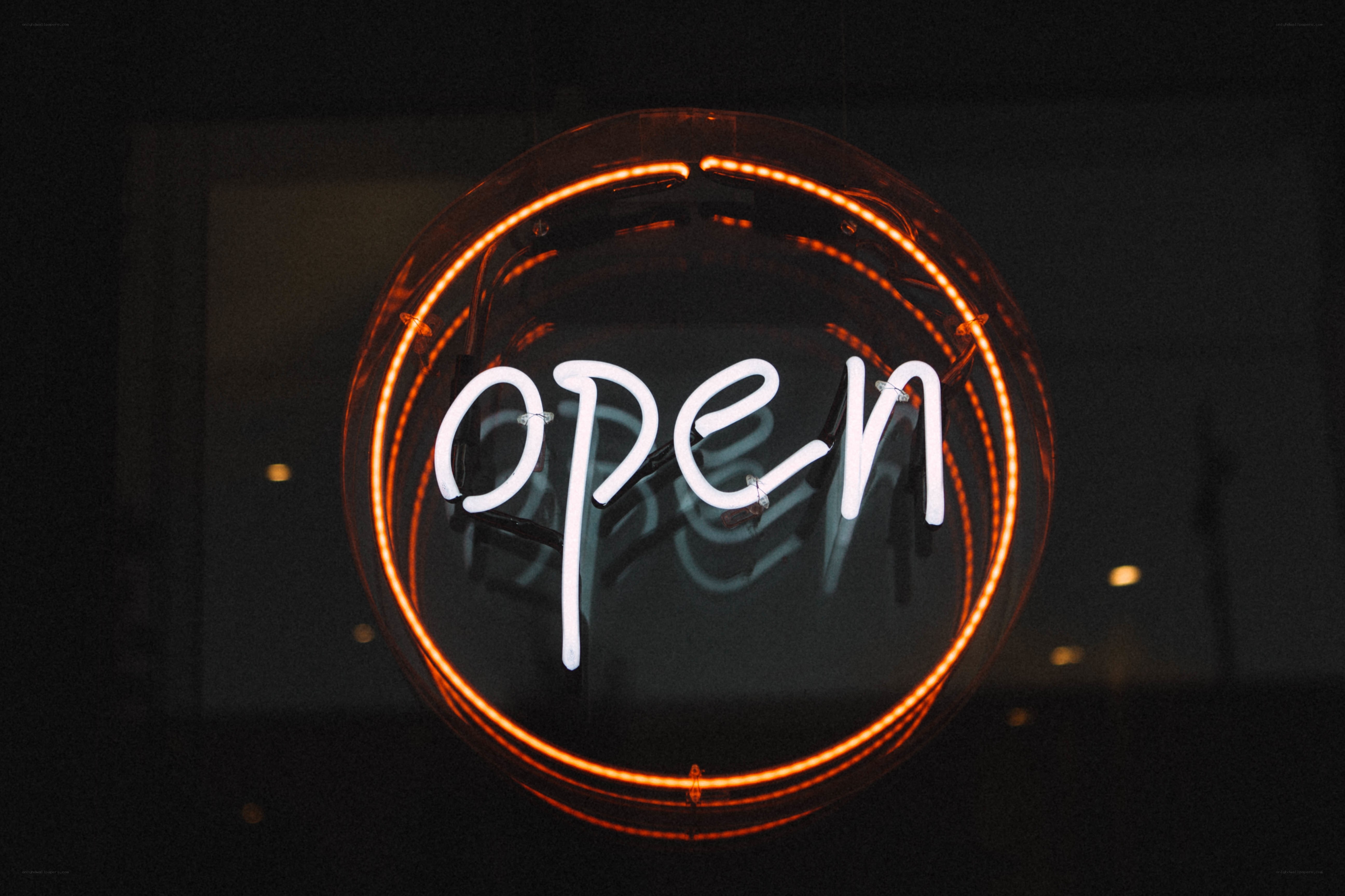 Neon open sign at night