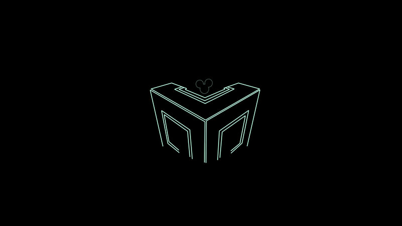 neon outline of a cube