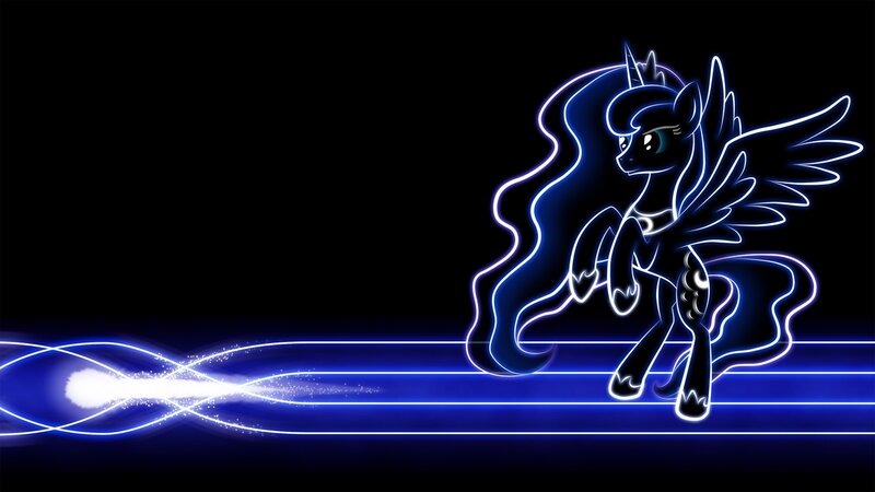 Neon Outline of a Pony — Blue