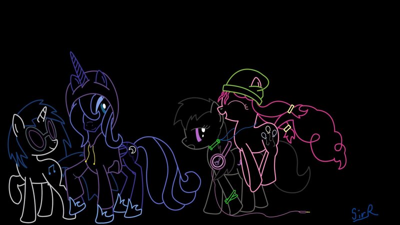 Neon outline of ponies