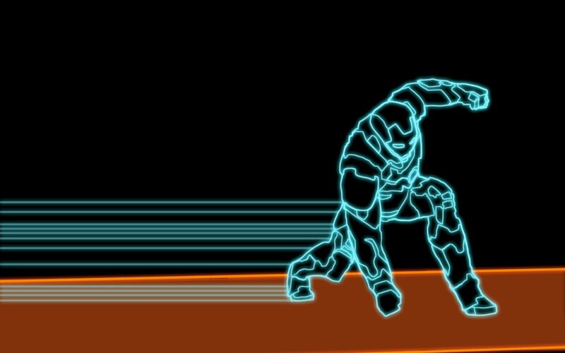 Neon Outline of Robot