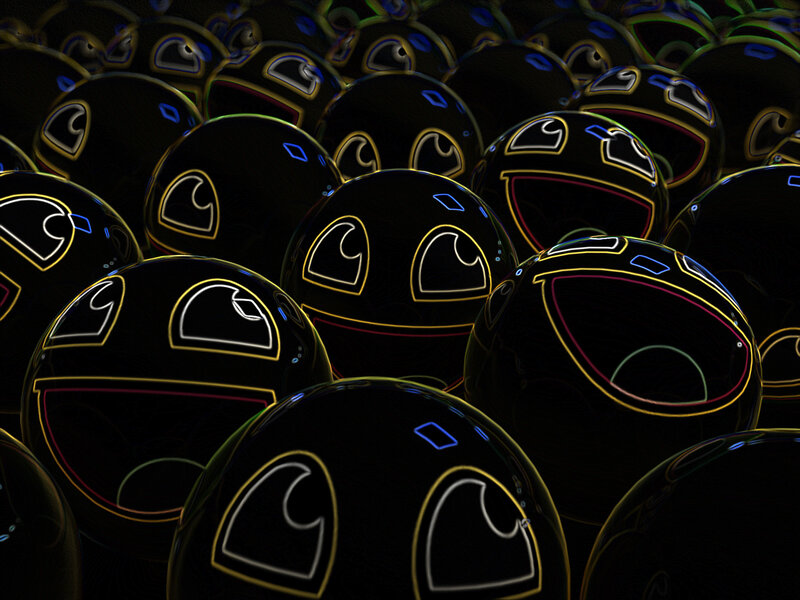 Neon Pac-Man ghosts