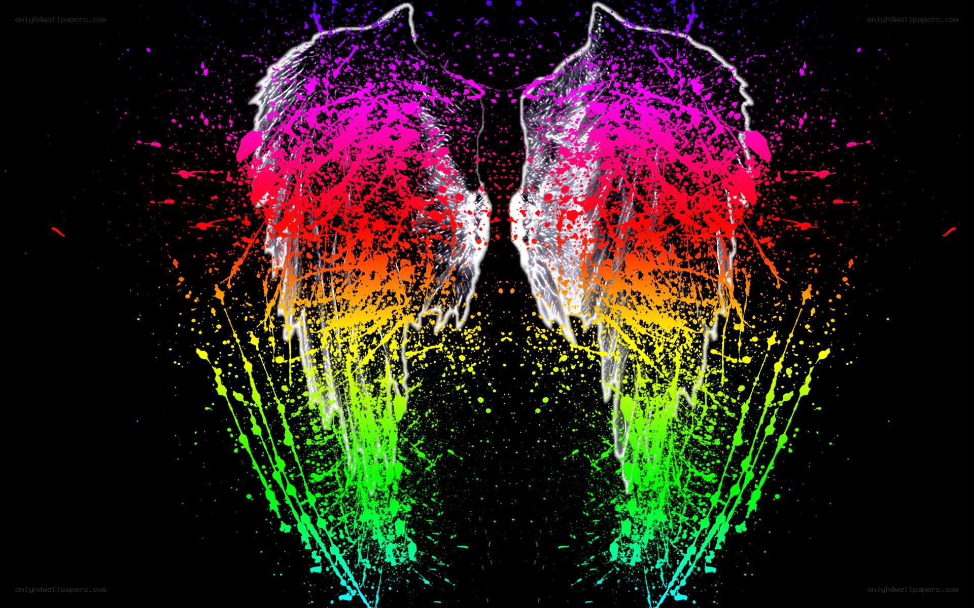 neon paint splatter wings
