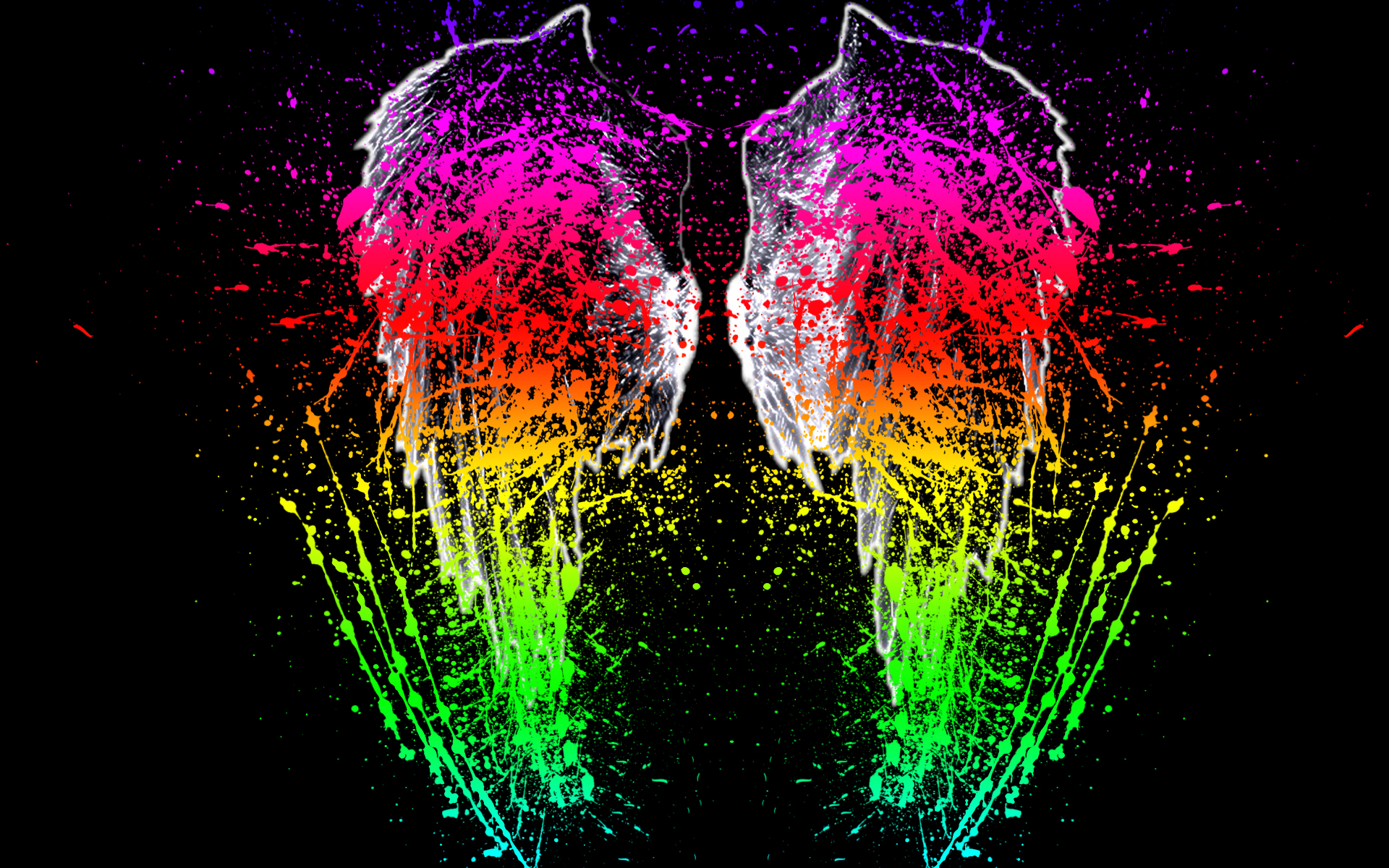 neon paint splatter wings