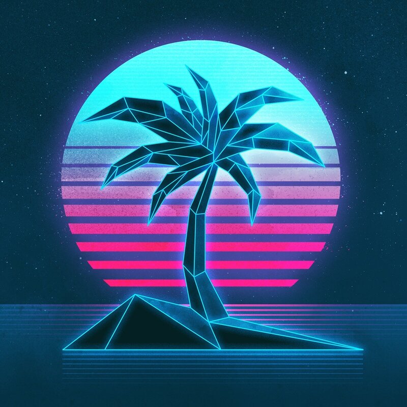 Neon Palm Tree — Cyan