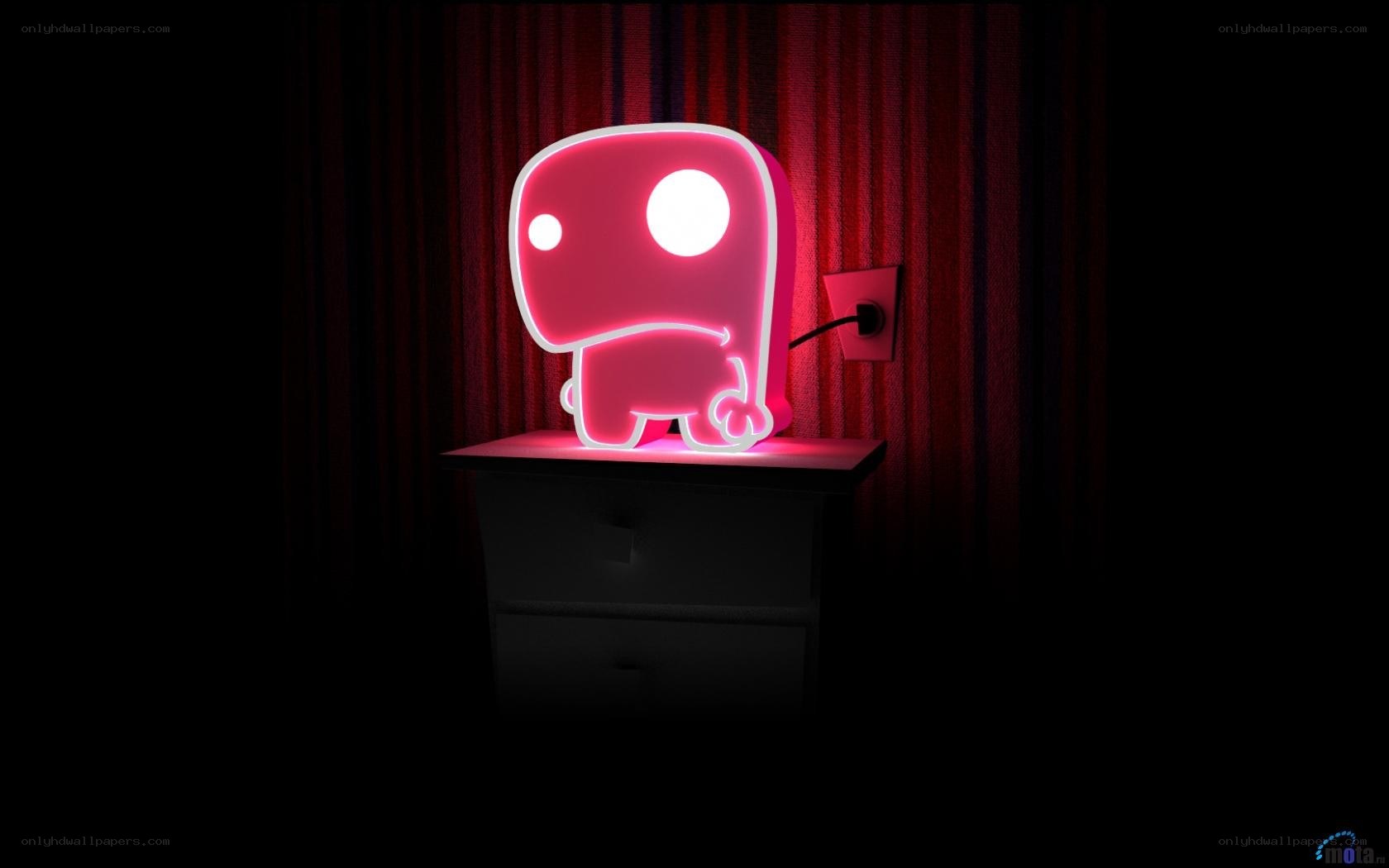 neon pink character lamp