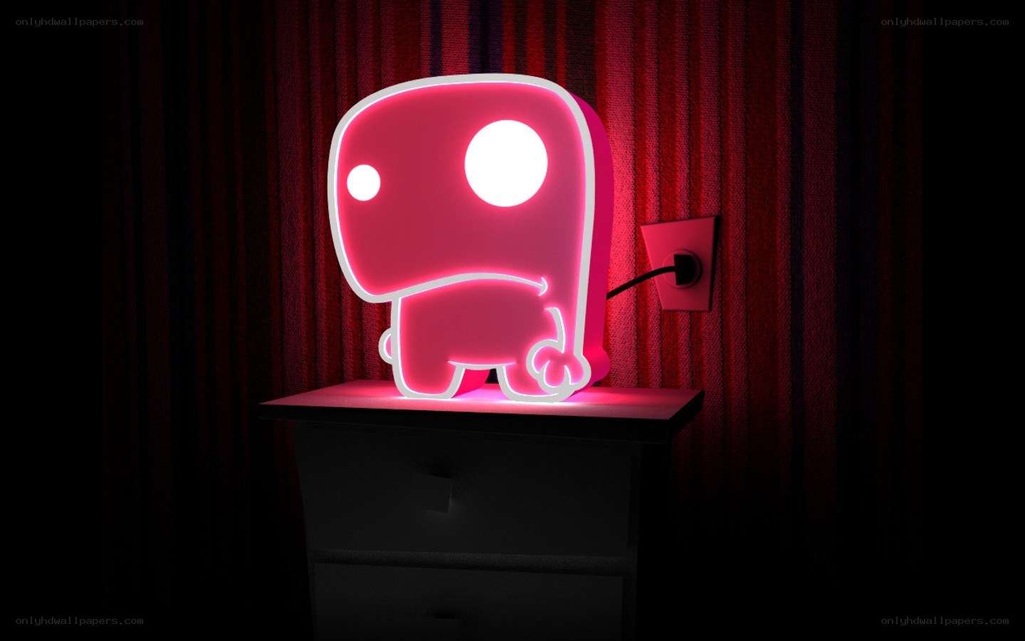 neon pink character lamp