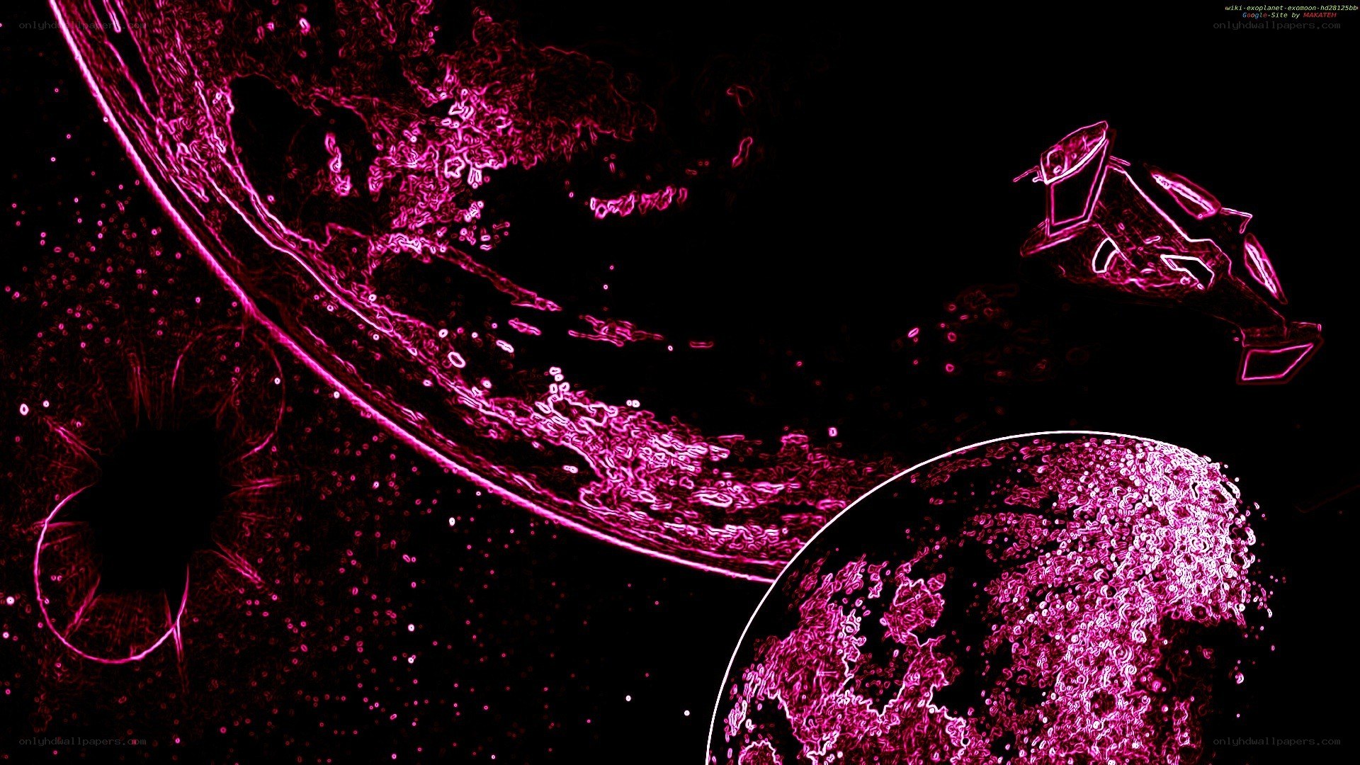 neon pink space scene