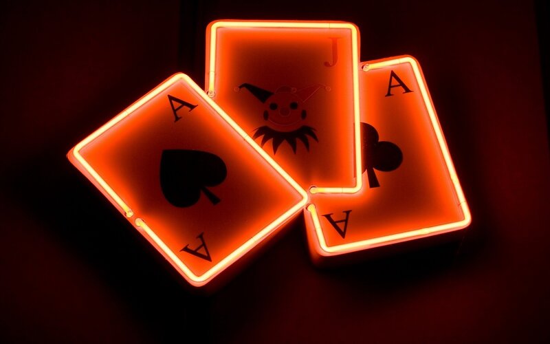 Neon Playing Cards — Red, Dramatic