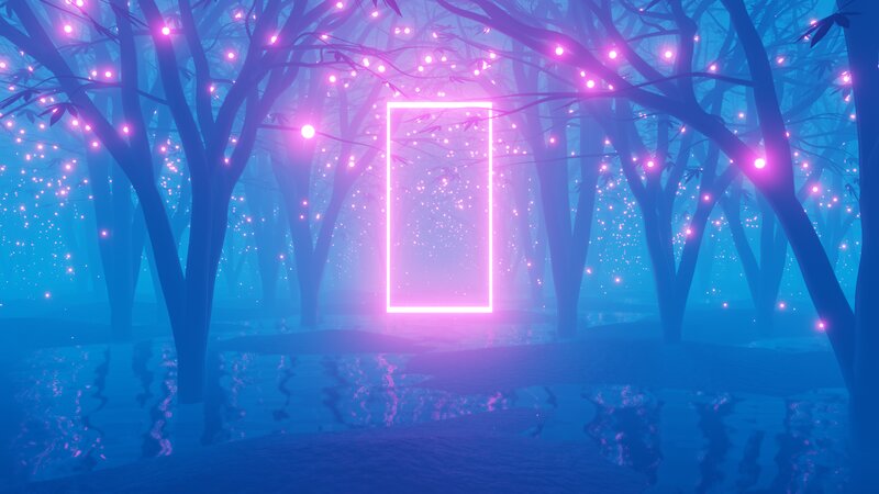 Neon Portal in Forest
