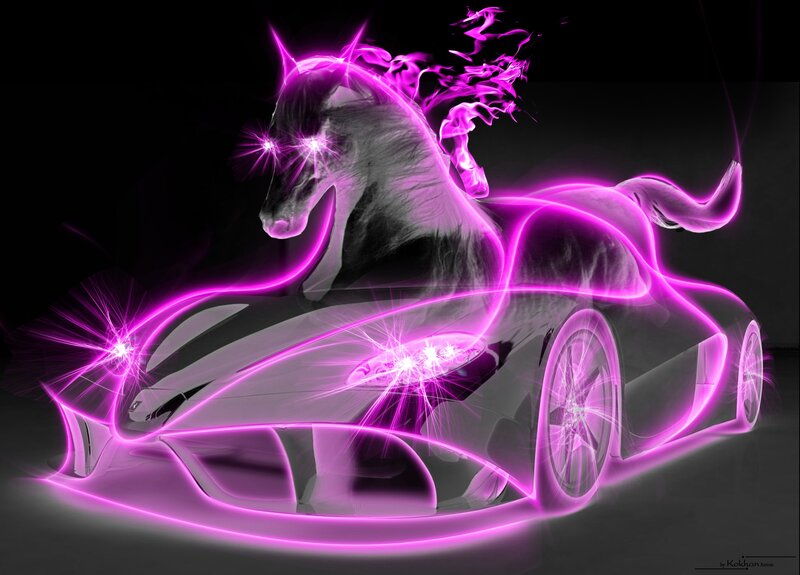 neon purple horse car fusion