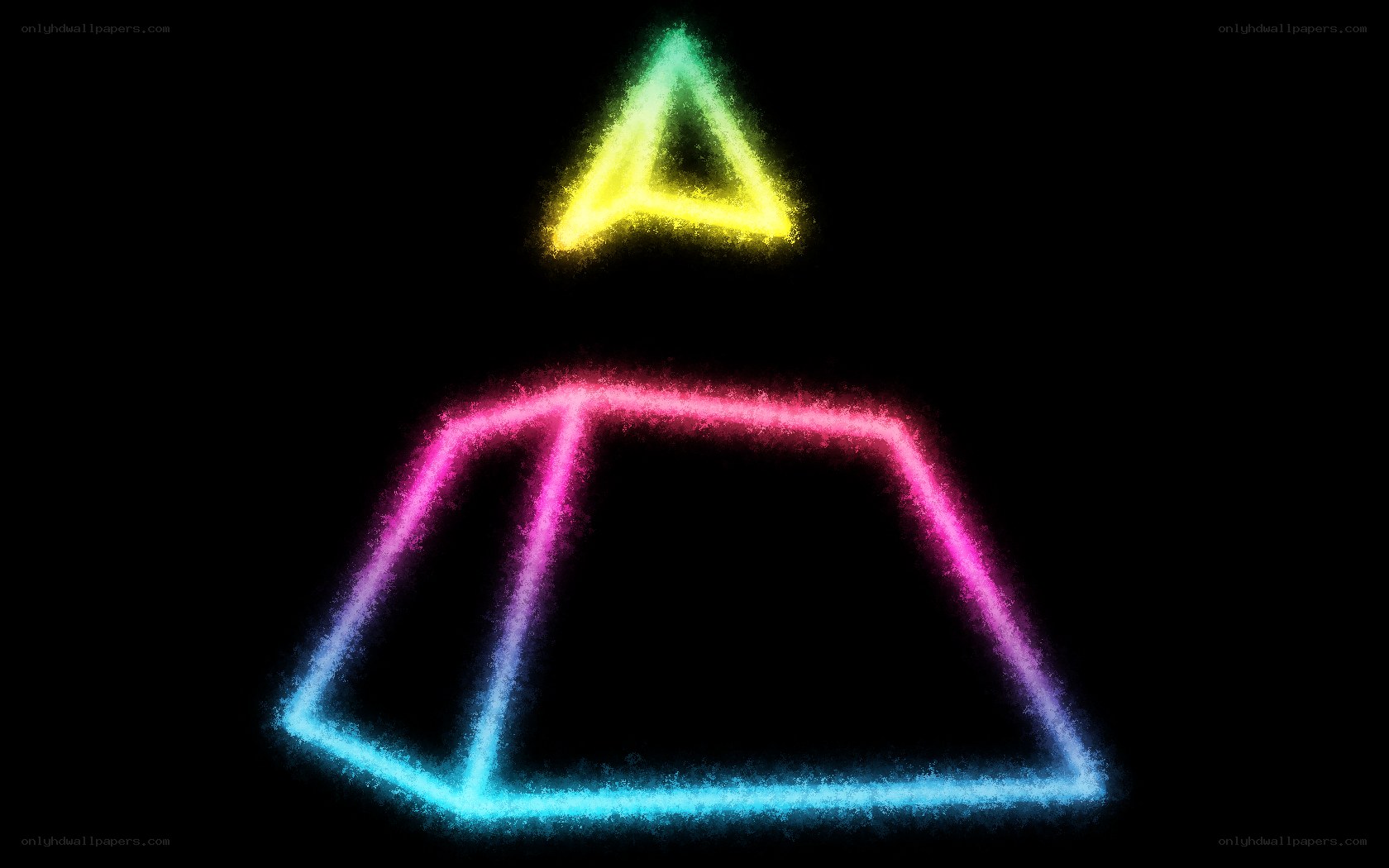 neon pyramid outline